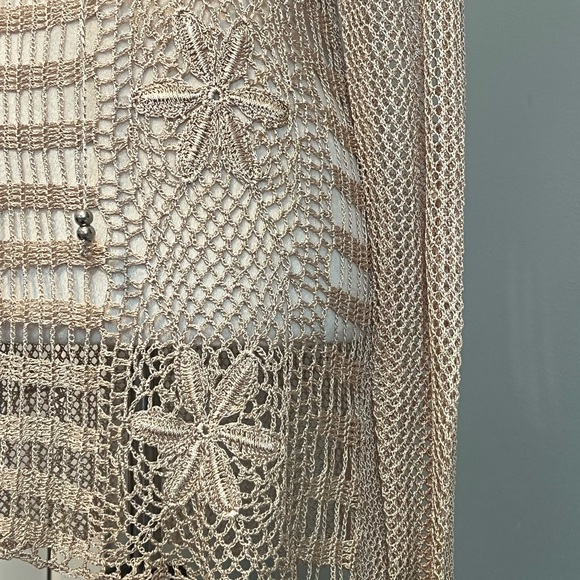 Boston Proper Gold Crochet Knit Top - Picture 6 of 8